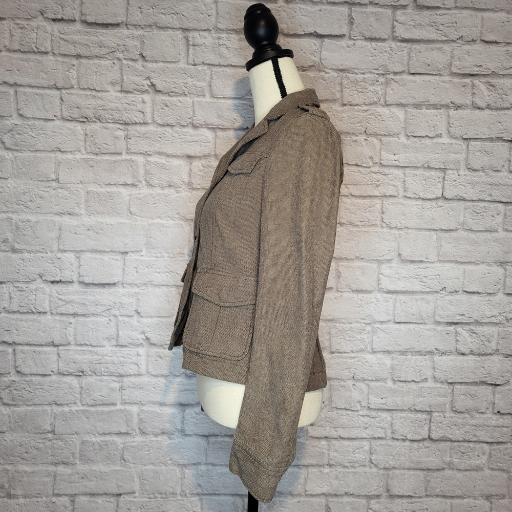 Theory womens tan brown button front 4 pocket pleated back detail blazer size 4 - Picture 5 of 14